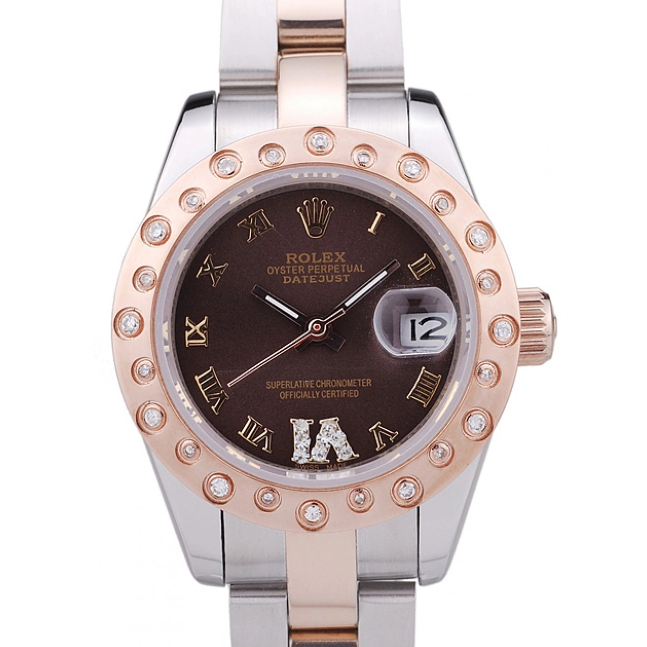 Brown Gold 7475 Diamonds Dial Rolex Bezel Datejust Rose Polished 0531